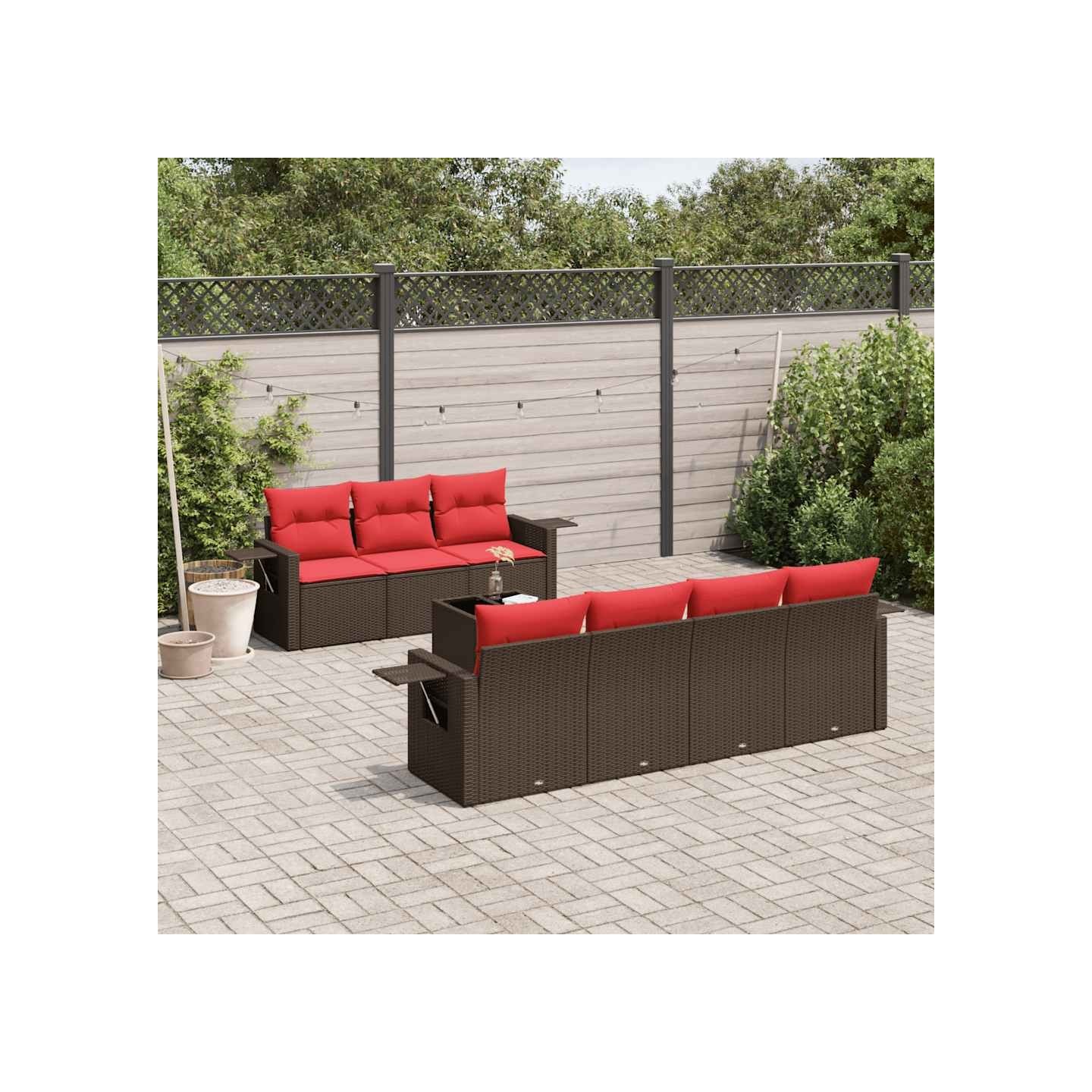 Ensemble de canapé de jardin 8 pcs avec coussins marron