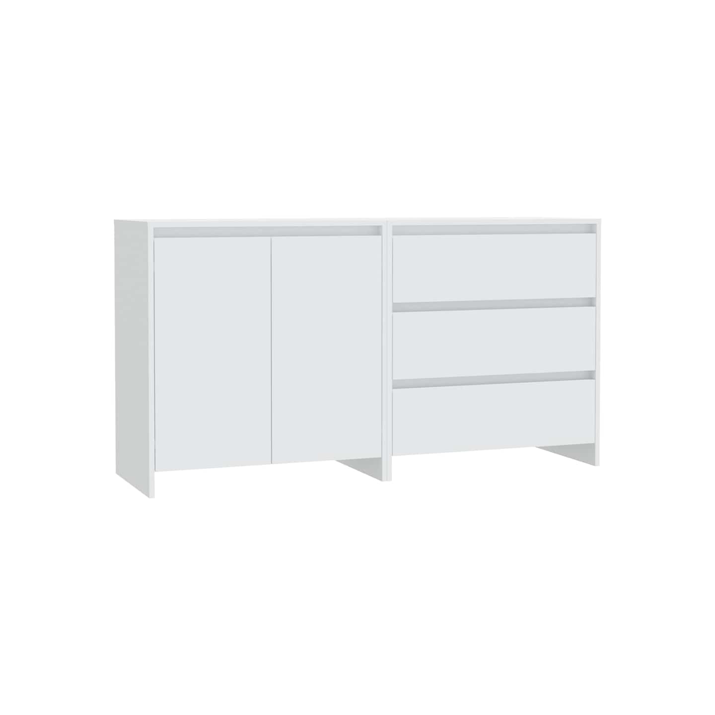 Buffets 2 pcs Blanc Bois d'ingénierie