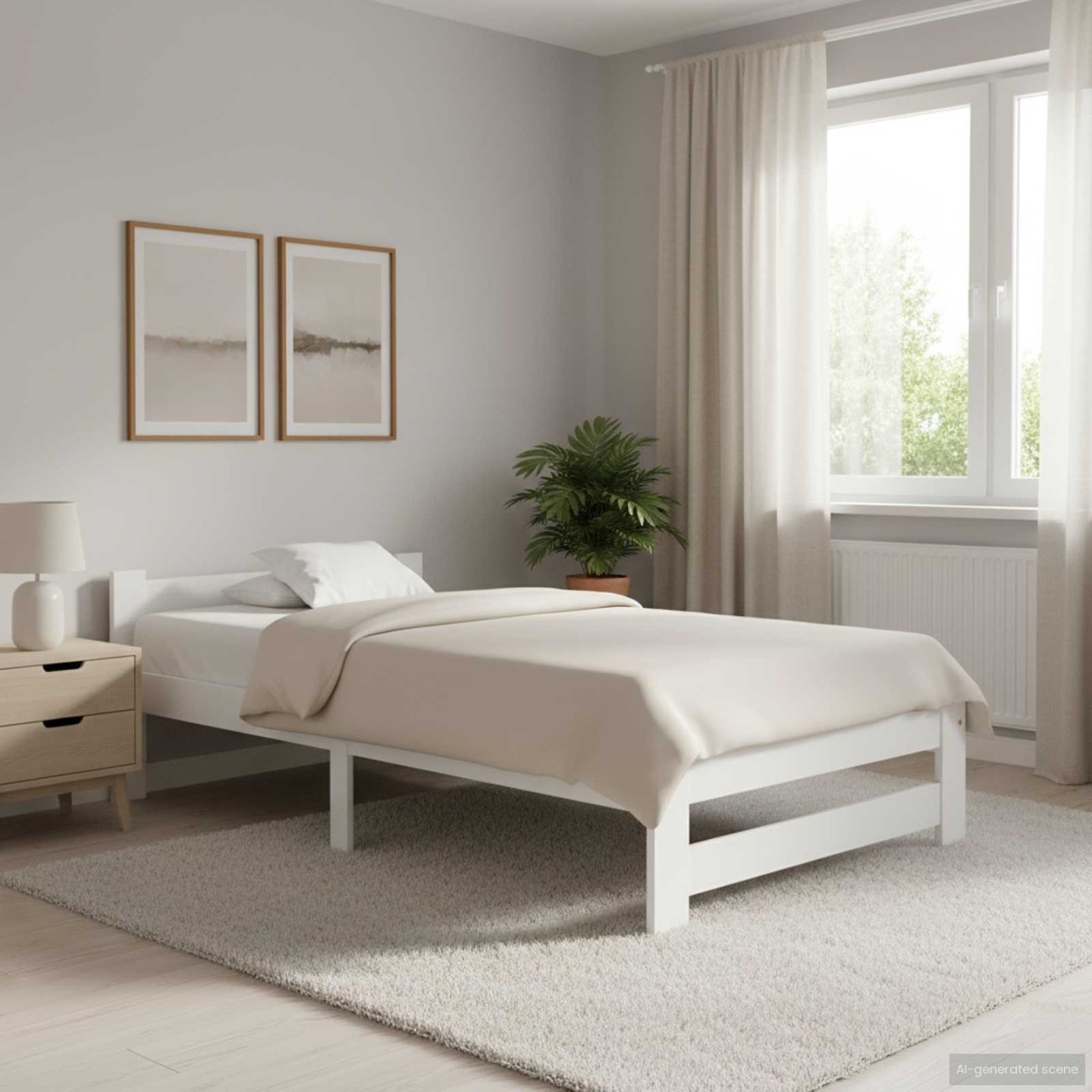 Cadre de lit sans matelas blanc bois de pin massif 90x200 cm