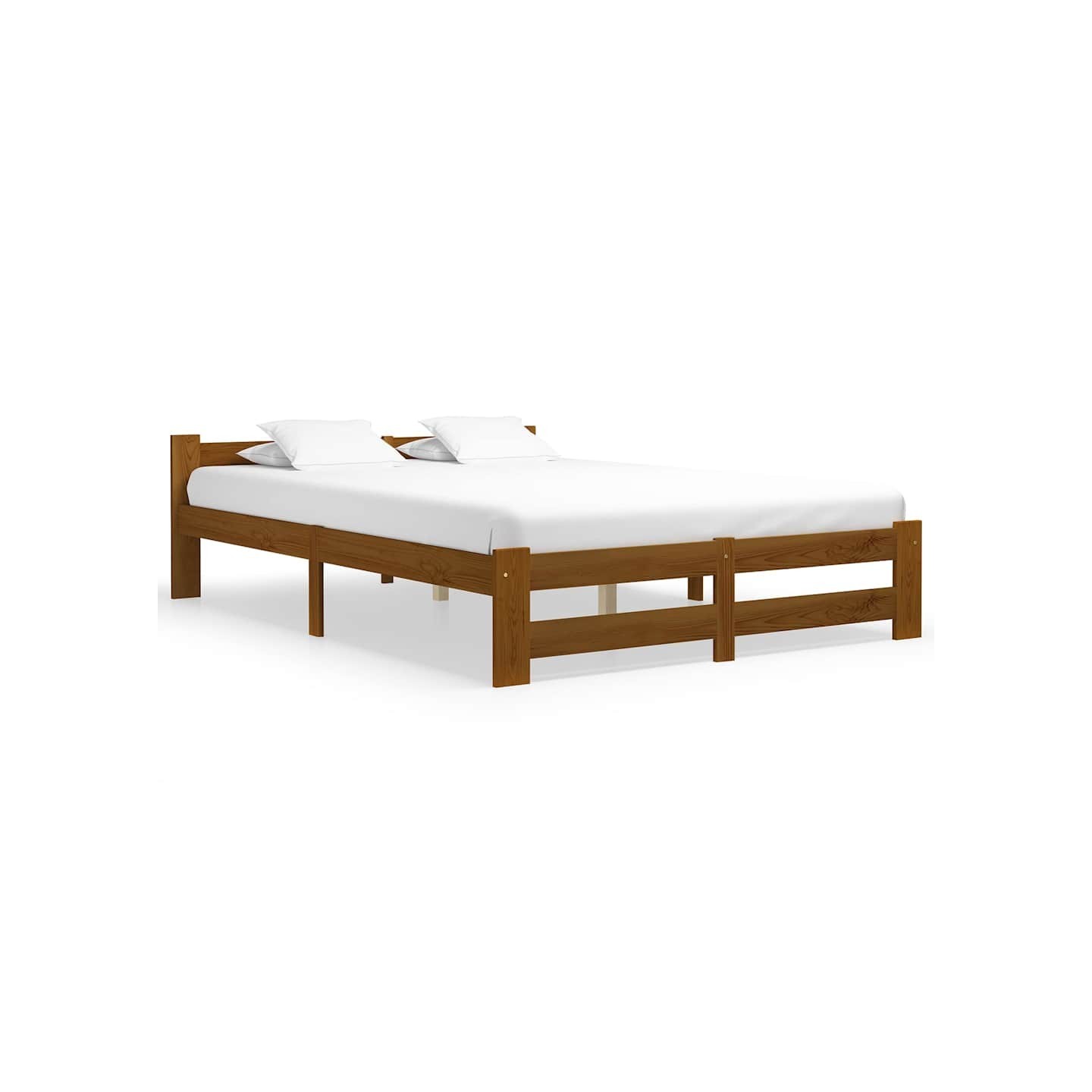 Cadre de lit sans matelas marron miel pin massif 140x200 cm