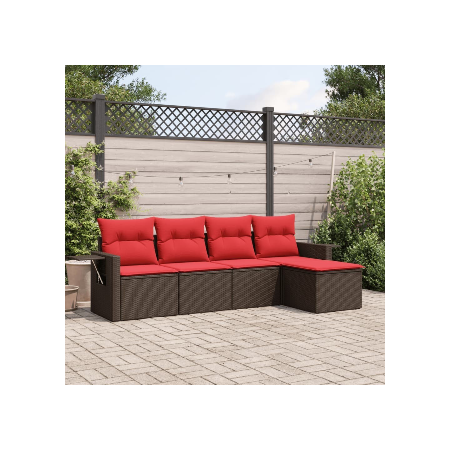 Ensemble de canapé de jardin 5 pcs avec coussins marron
