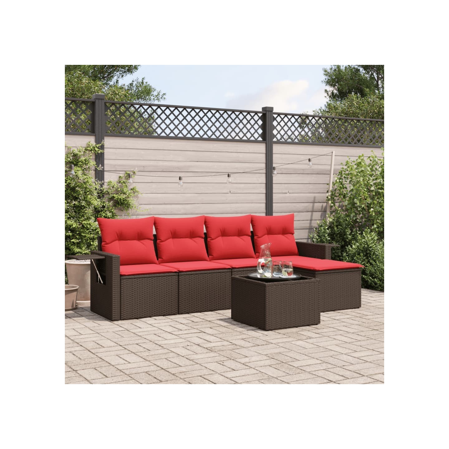 Ensemble de canapé de jardin 6 pcs avec coussins marron