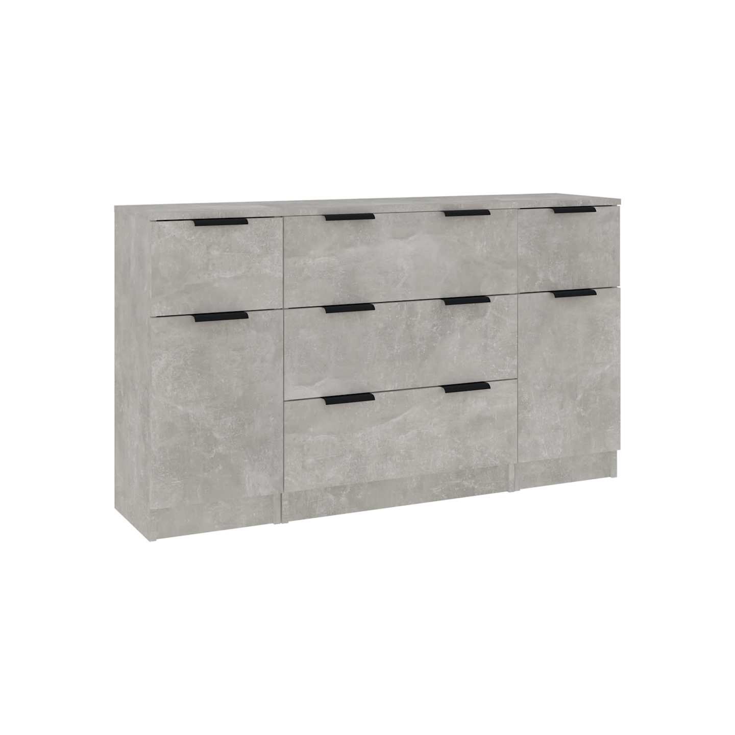 Ensemble de buffets 3 pcs Gris béton Bois d'ingénierie