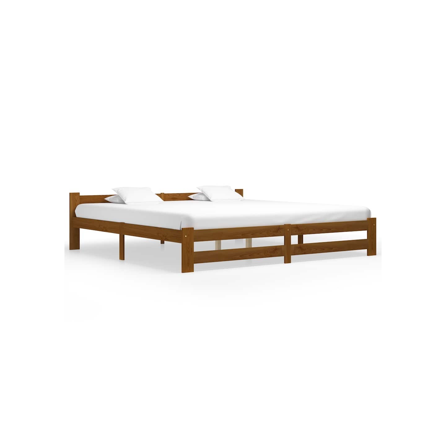 Cadre de lit sans matelas marron miel bois pin massif 200x200cm