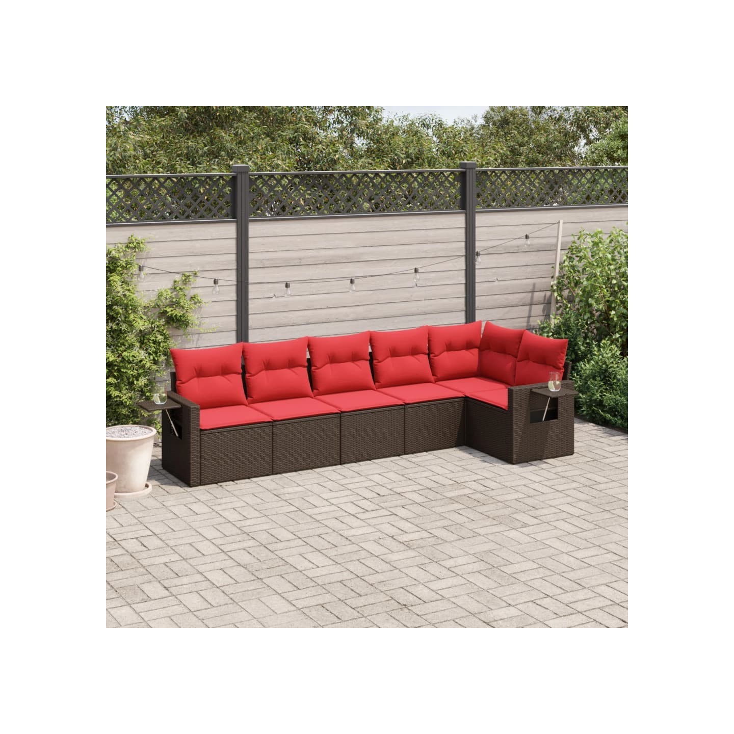 Ensemble de canapé de jardin 6 pcs avec coussins marron