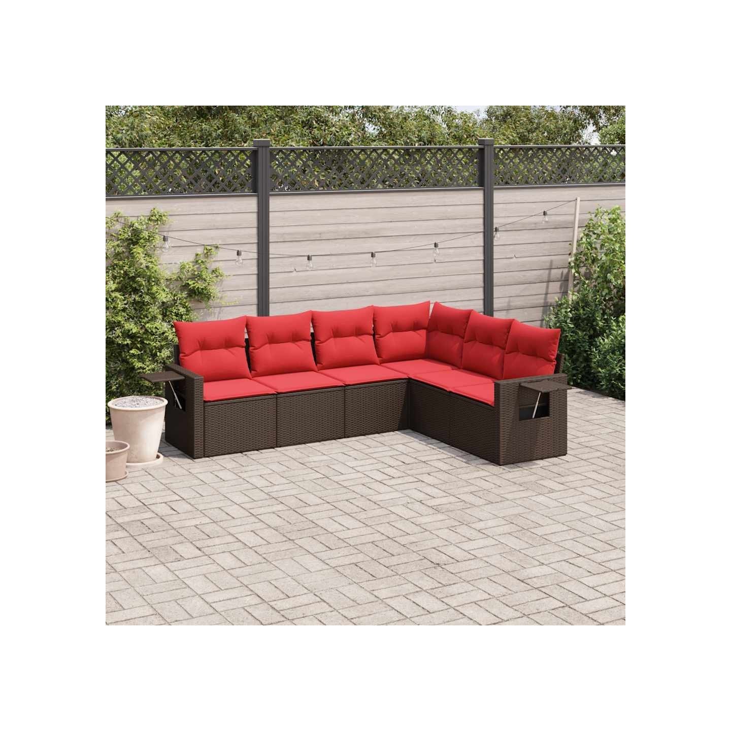 Ensemble de canapé de jardin 6 pcs avec coussins marron