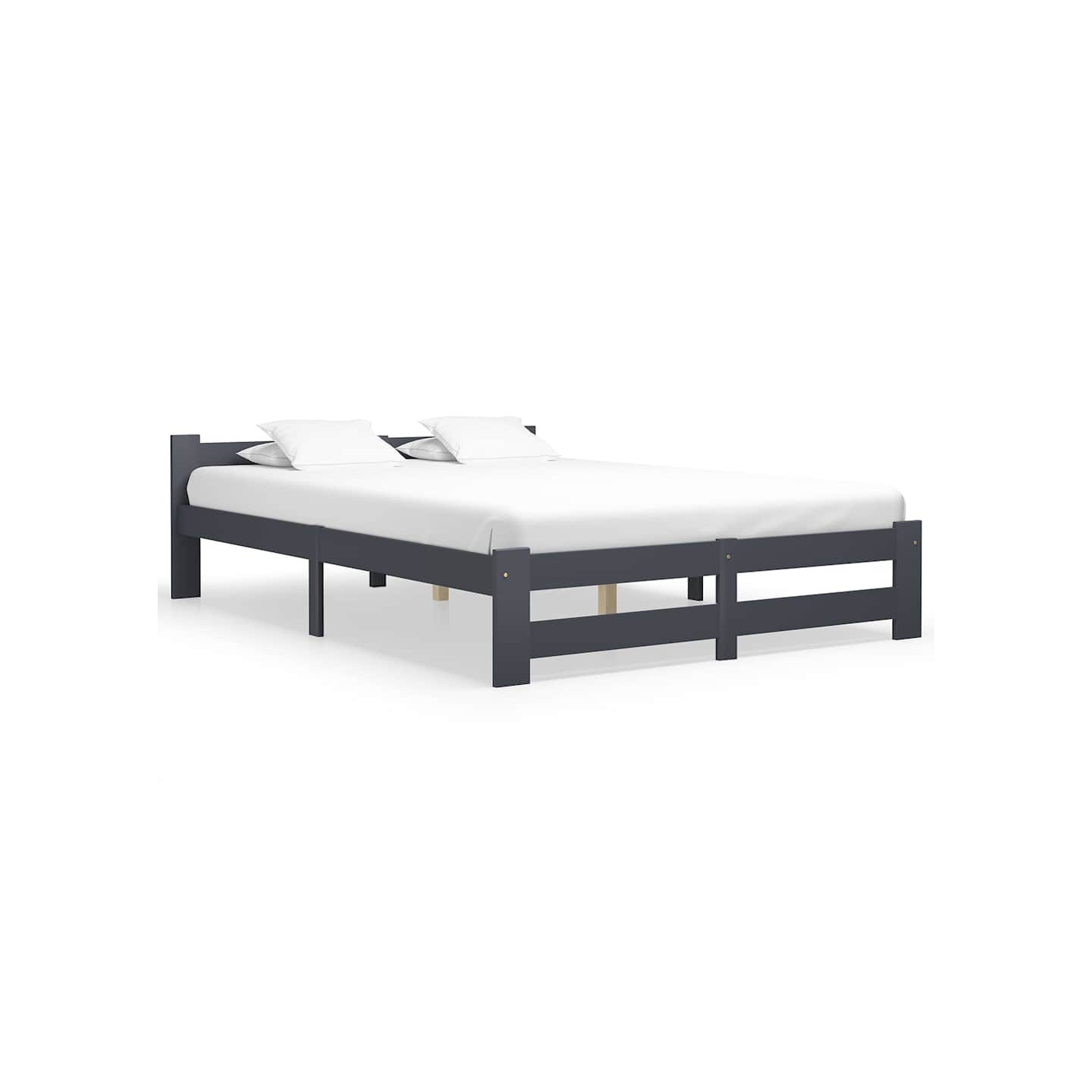 Cadre de lit sans matelas gris foncé pin massif 160x200 cm