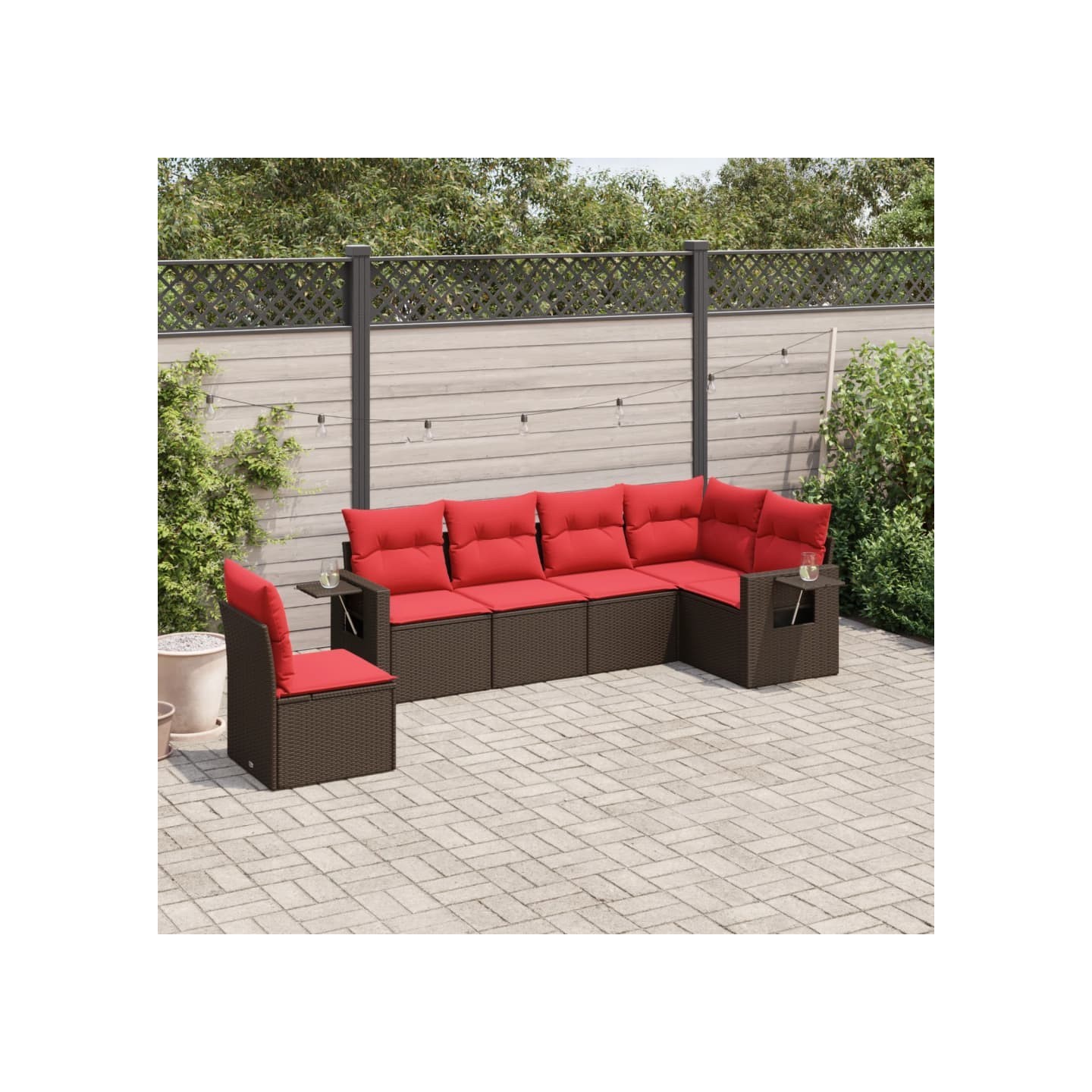 Ensemble de canapé de jardin 6 pcs avec coussins marron