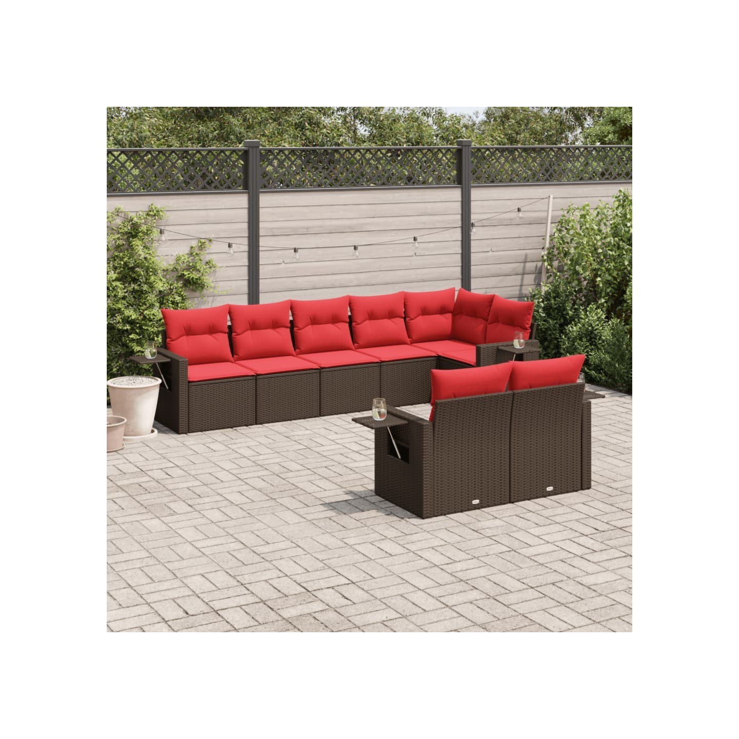 Ensemble de canapé de jardin 8 pcs avec coussins marron