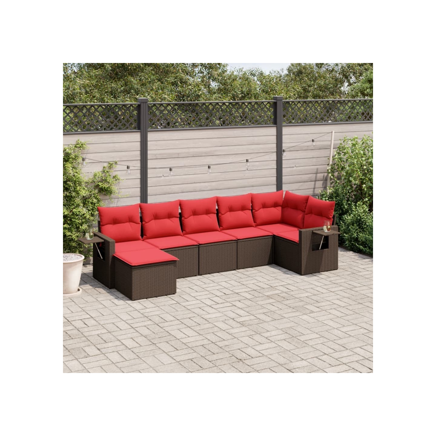 Ensemble de canapé de jardin 7 pcs avec coussins marron
