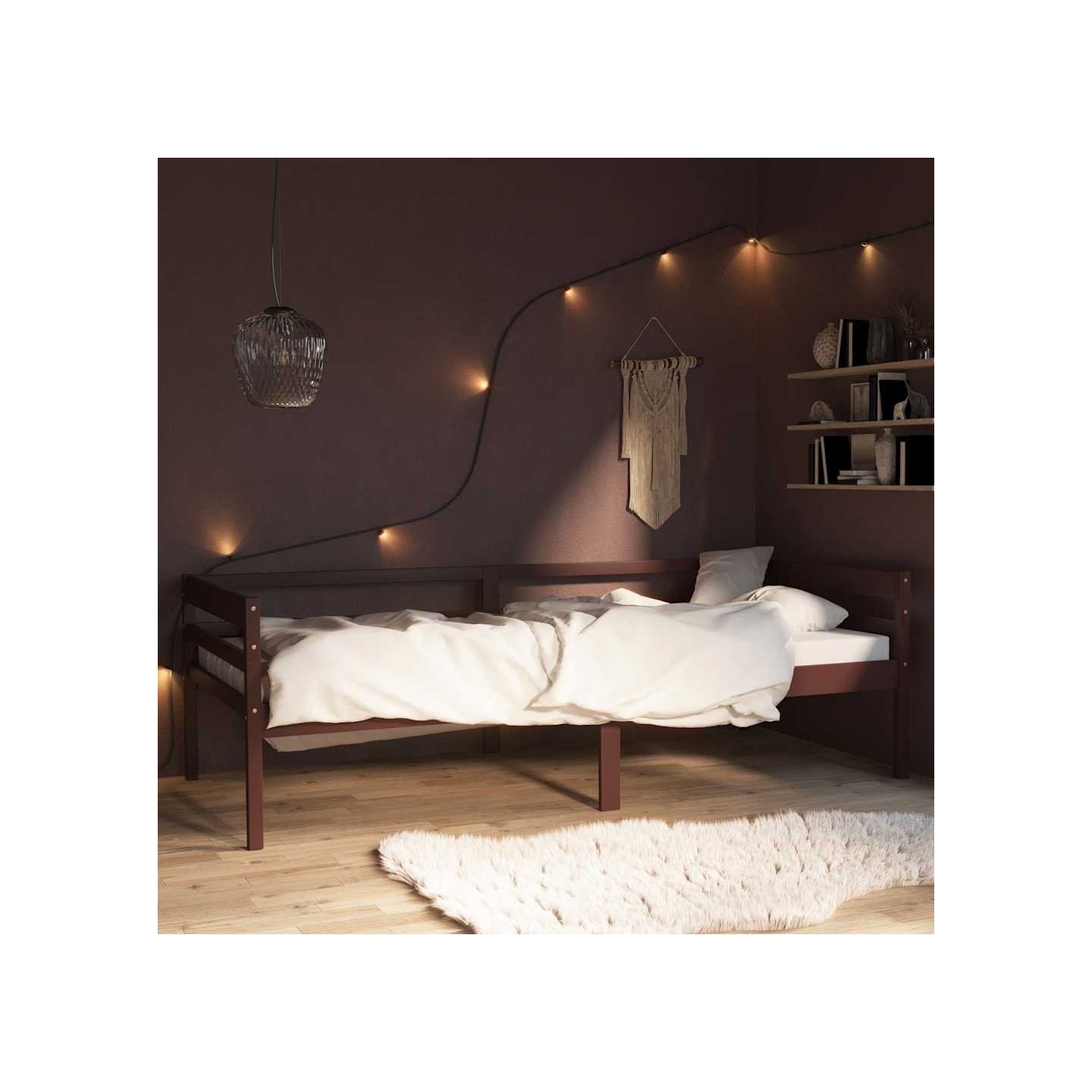 Cadre de lit sans matelas marron foncé bois pin massif 90x200cm