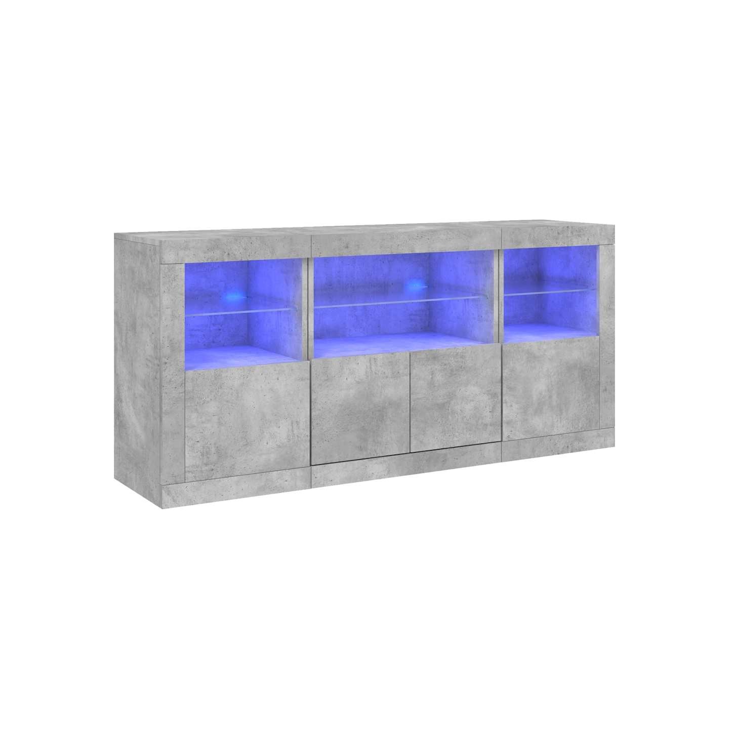 Buffet avec lumières LED gris béton 142,5x37x67 cm