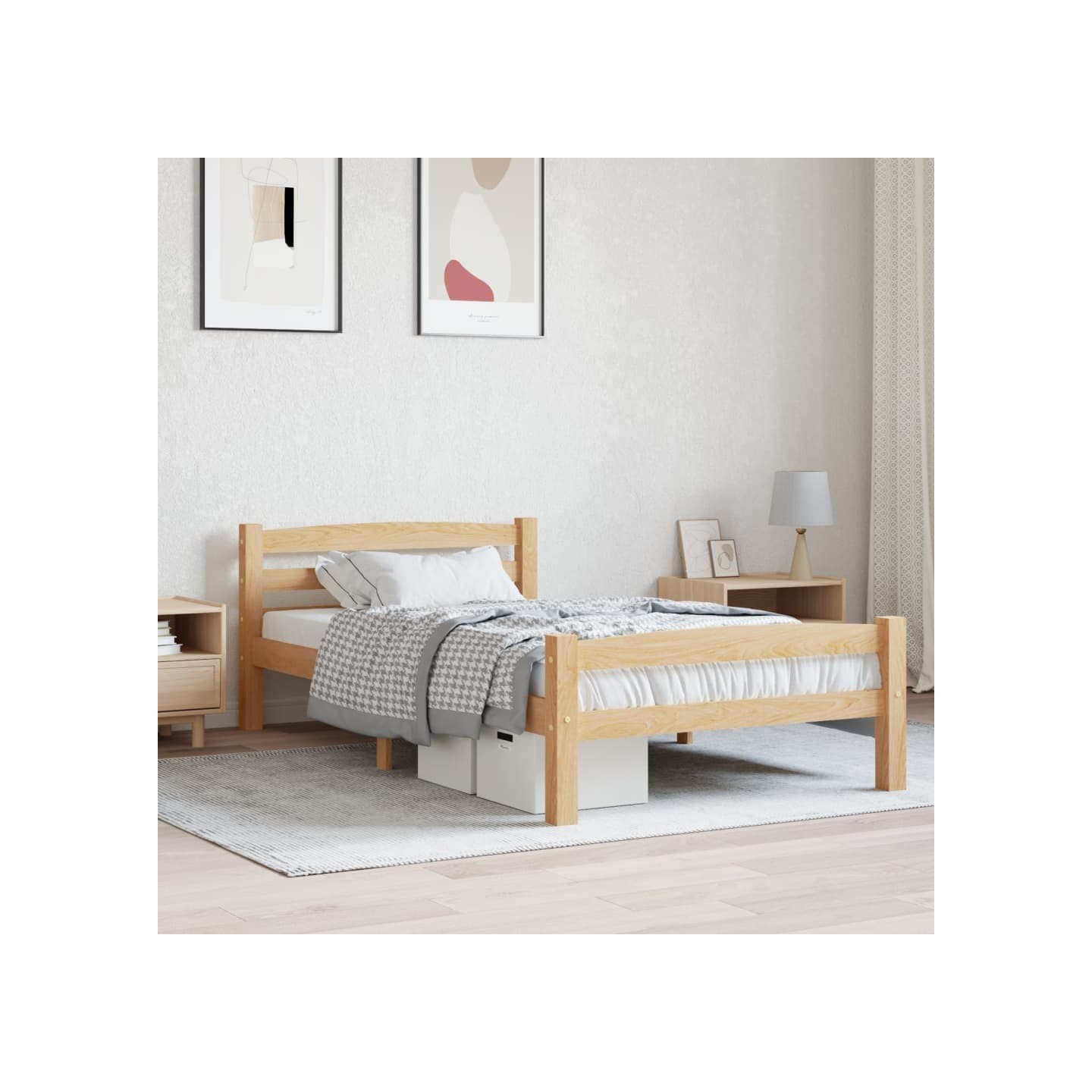 Cadre de lit sans matelas bois de pin massif 90x200 cm