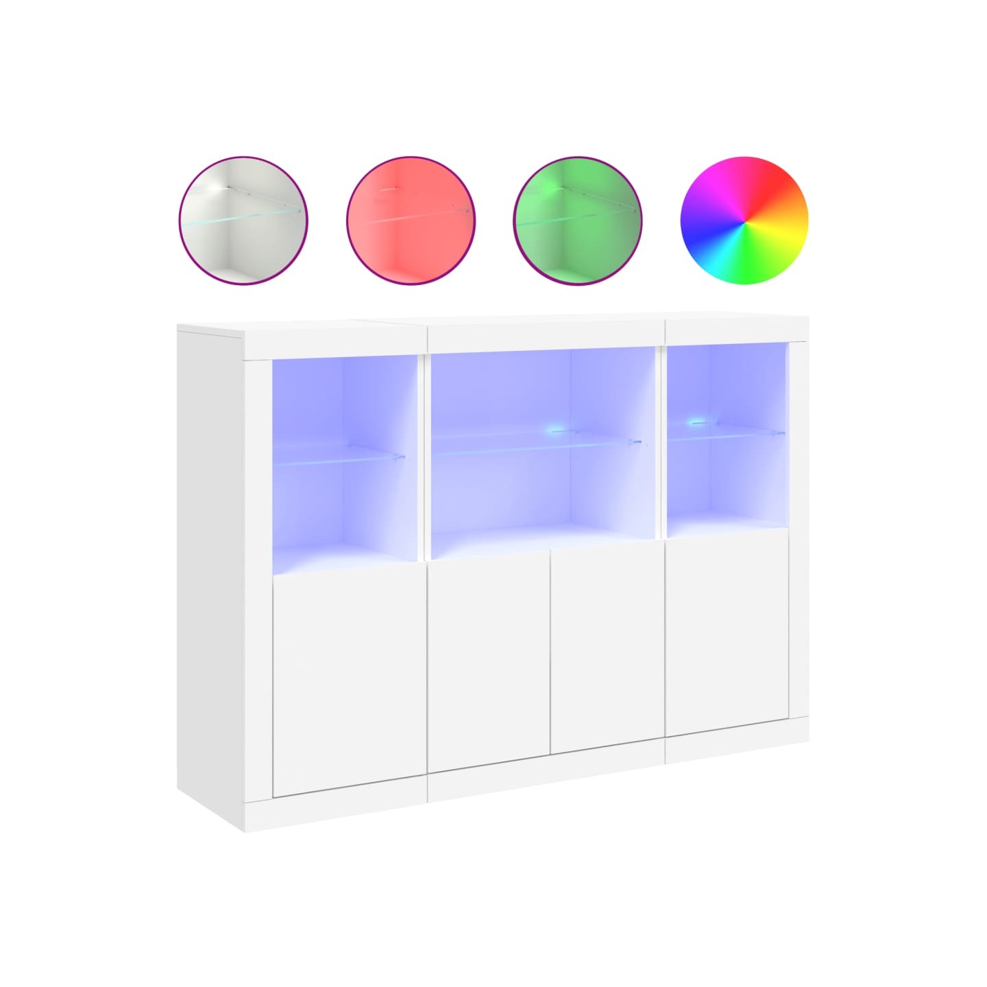 Buffets avec lumières LED 3 pcs blanc bois d'ingénierie