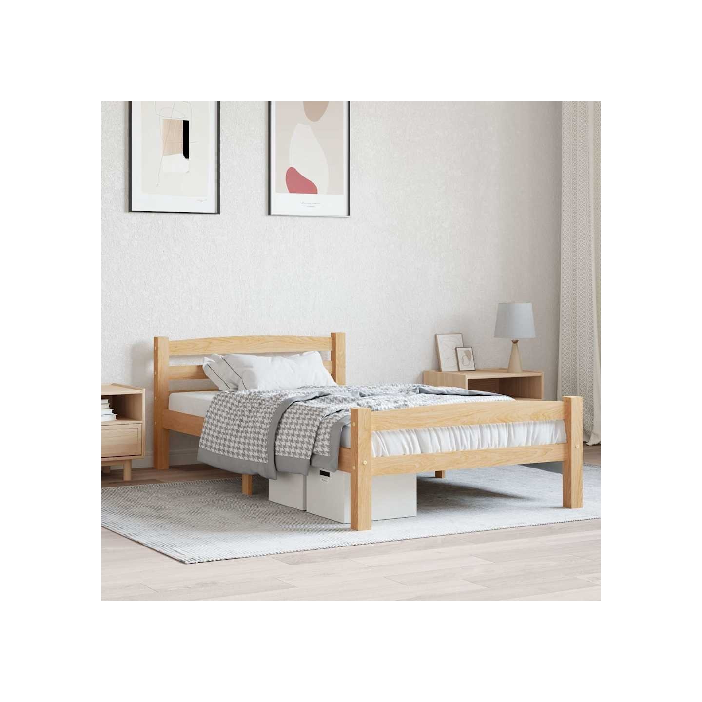Cadre de lit sans matelas bois massif de pin 100x200 cm