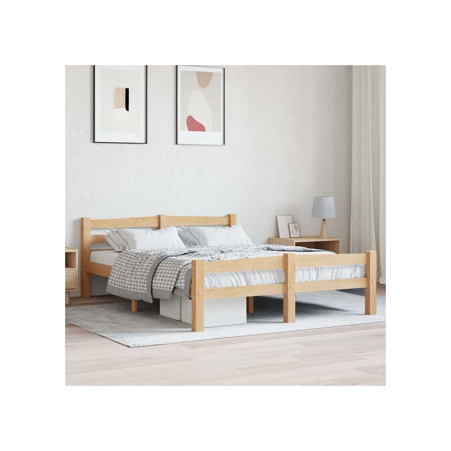 Cadre de lit sans matelas bois de pin massif 120x200 cm