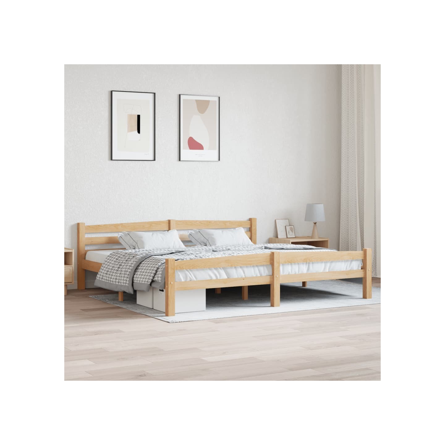 Cadre de lit sans matelas bois massif de pin 200x200 cm