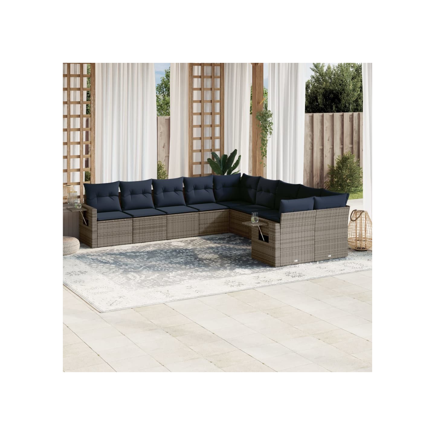 Ensemble de canapé de jardin 10 pcs avec coussins gris