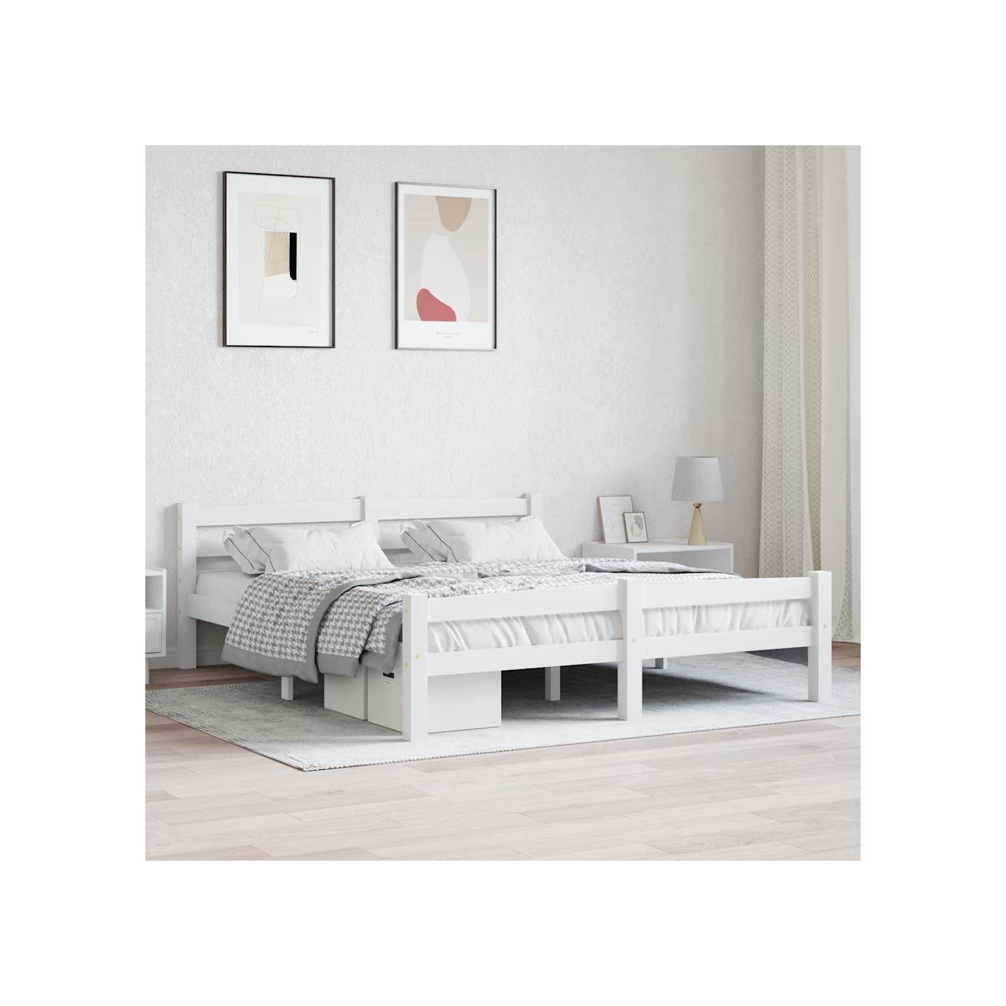 Cadre de lit sans matelas blanc bois de pin massif 160x200 cm