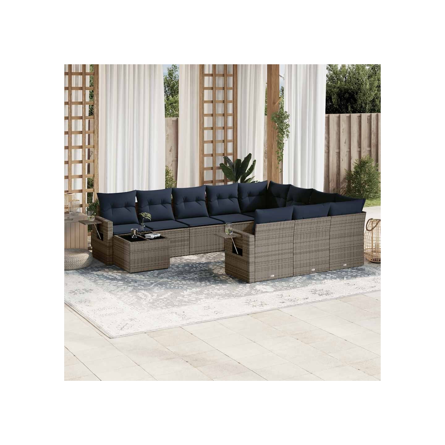 Ensemble de canapé de jardin 11 pcs avec coussins gris