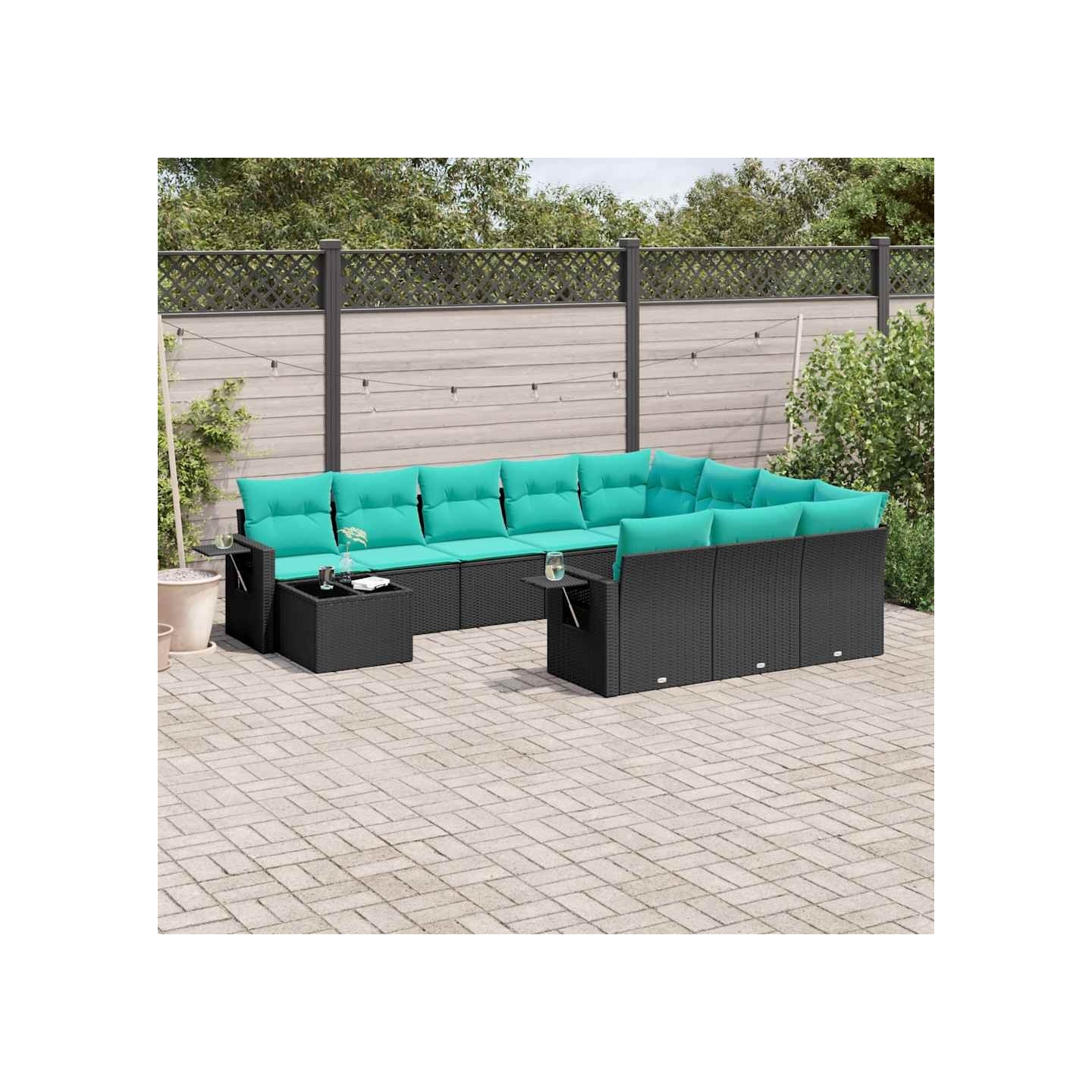 Ensemble de canapé de jardin 11 pcs avec coussins noir