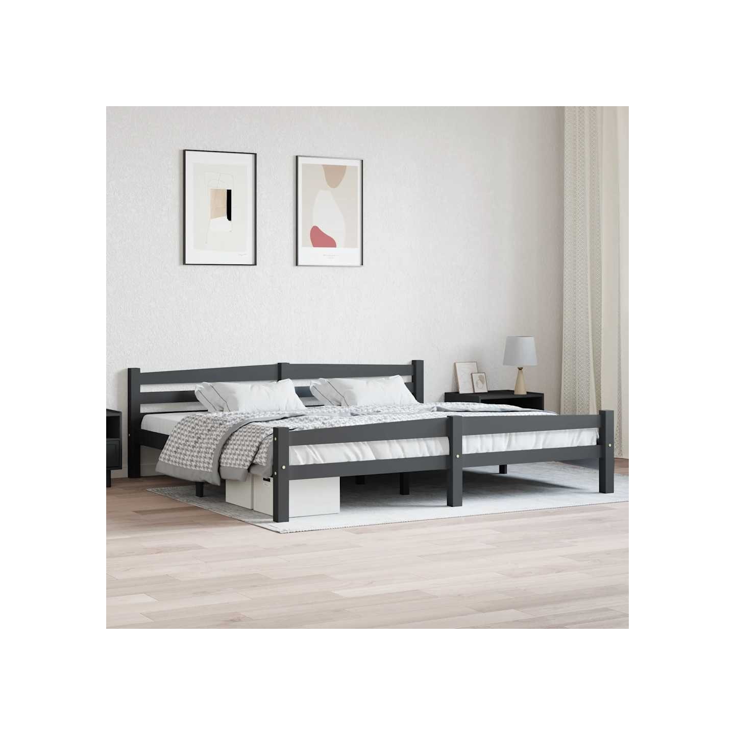 Cadre de lit sans matelas gris foncé pin massif 200x200 cm