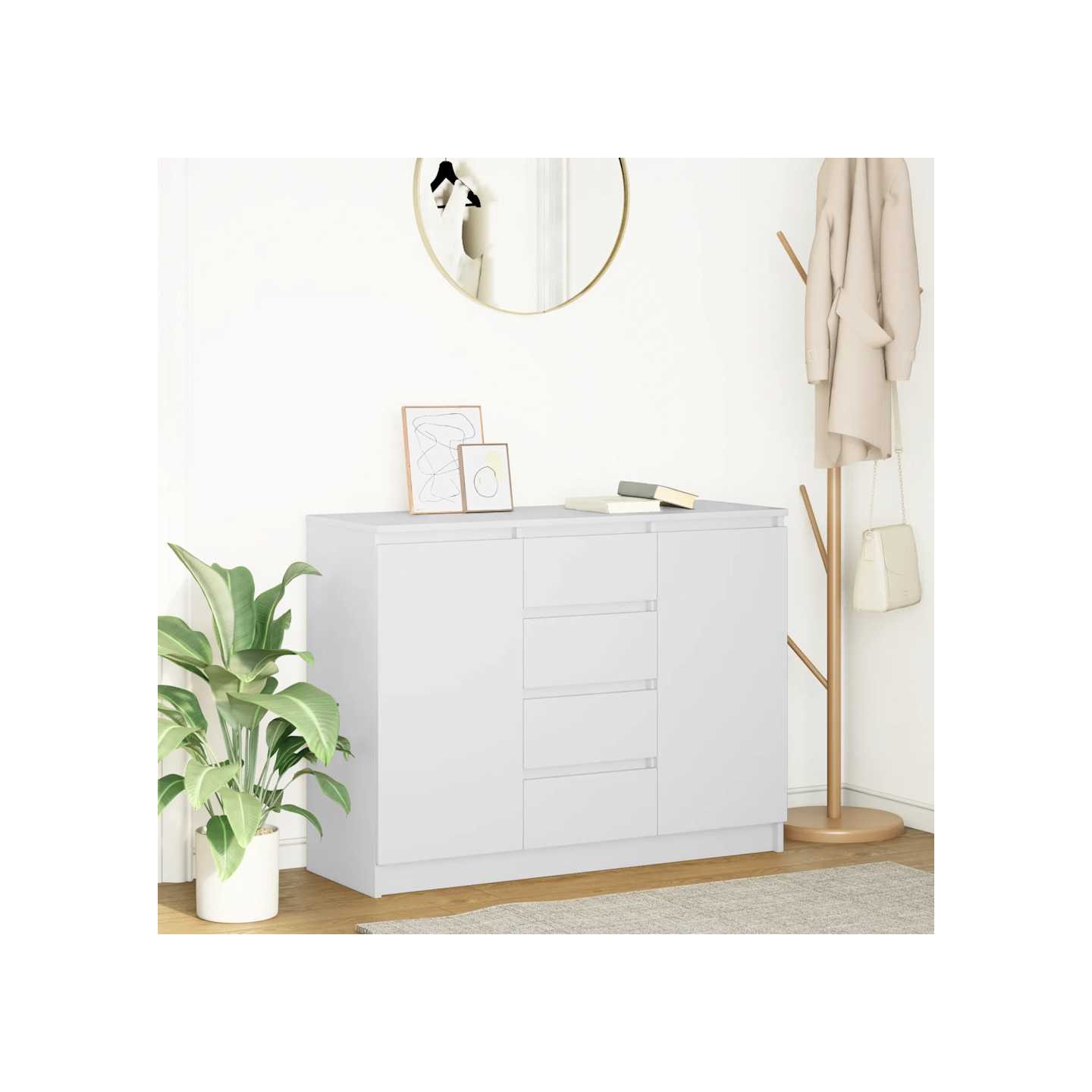 Buffet avec tiroirs blanc 100,5x35x76 cm bois d'ingénierie
