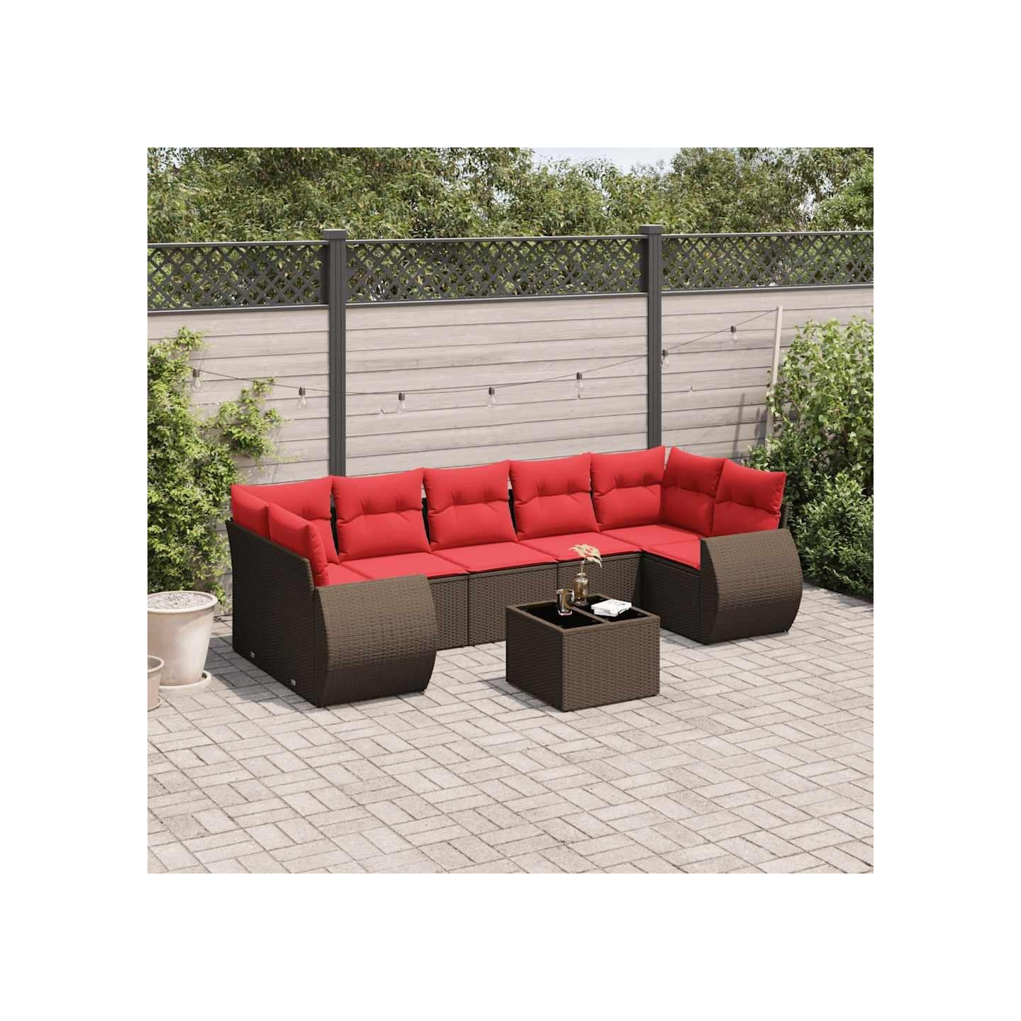 Ensemble de canapé de jardin 8 pcs avec coussins marron