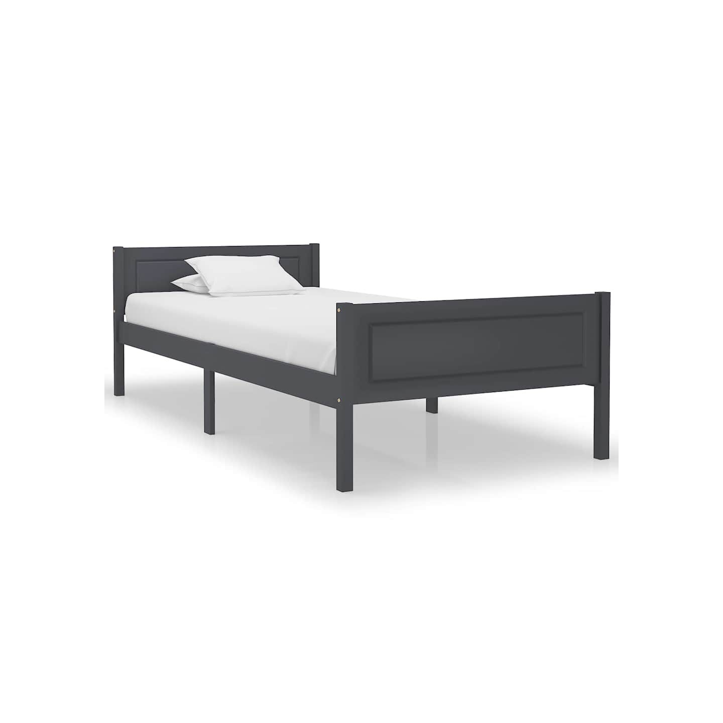 Cadre de lit sans matelas bois massif de pin gris 100x200 cm