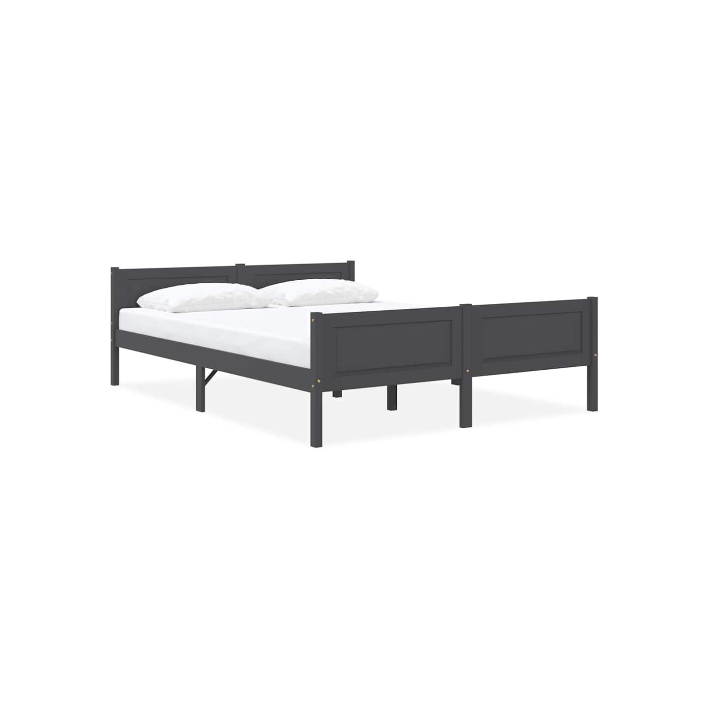 Cadre de lit sans matelas bois de pin massif gris 120x200 cm