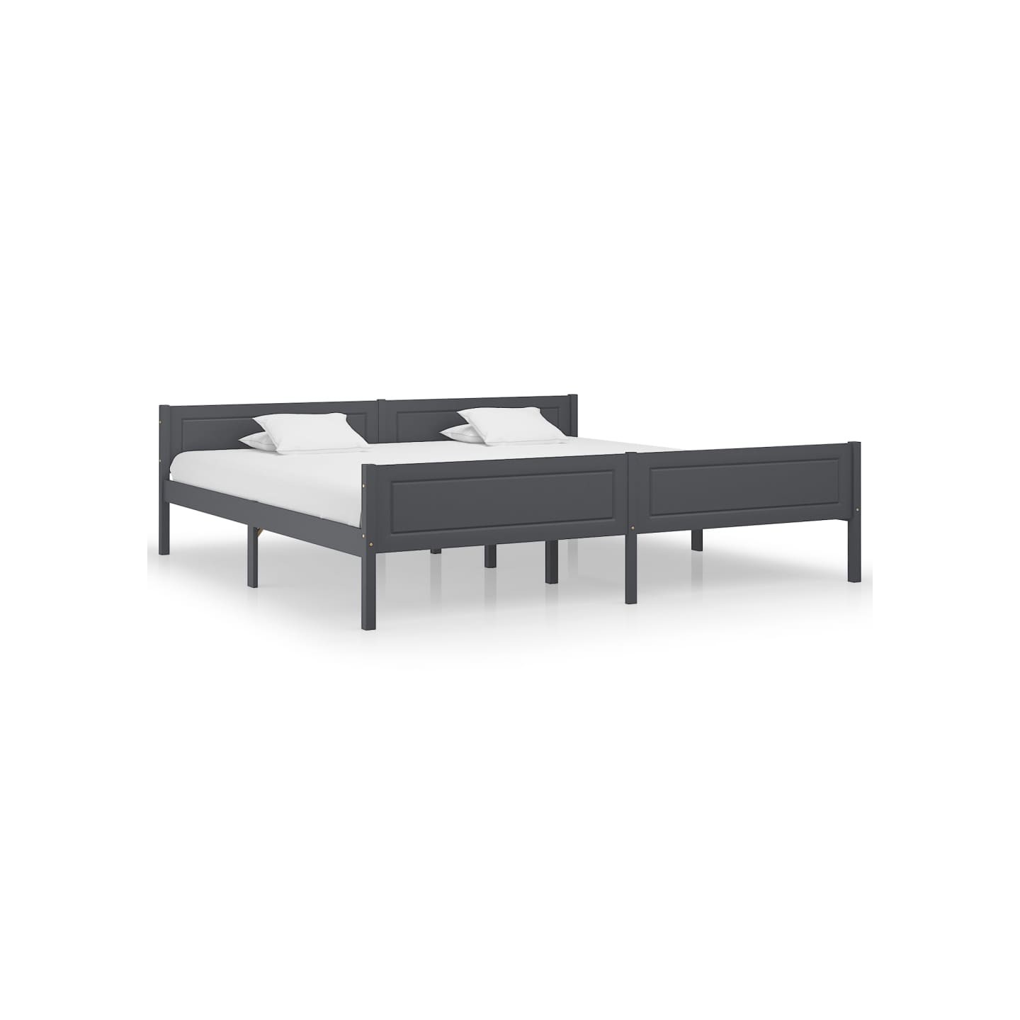 Cadre de lit sans matelas bois massif de pin gris 200x200 cm