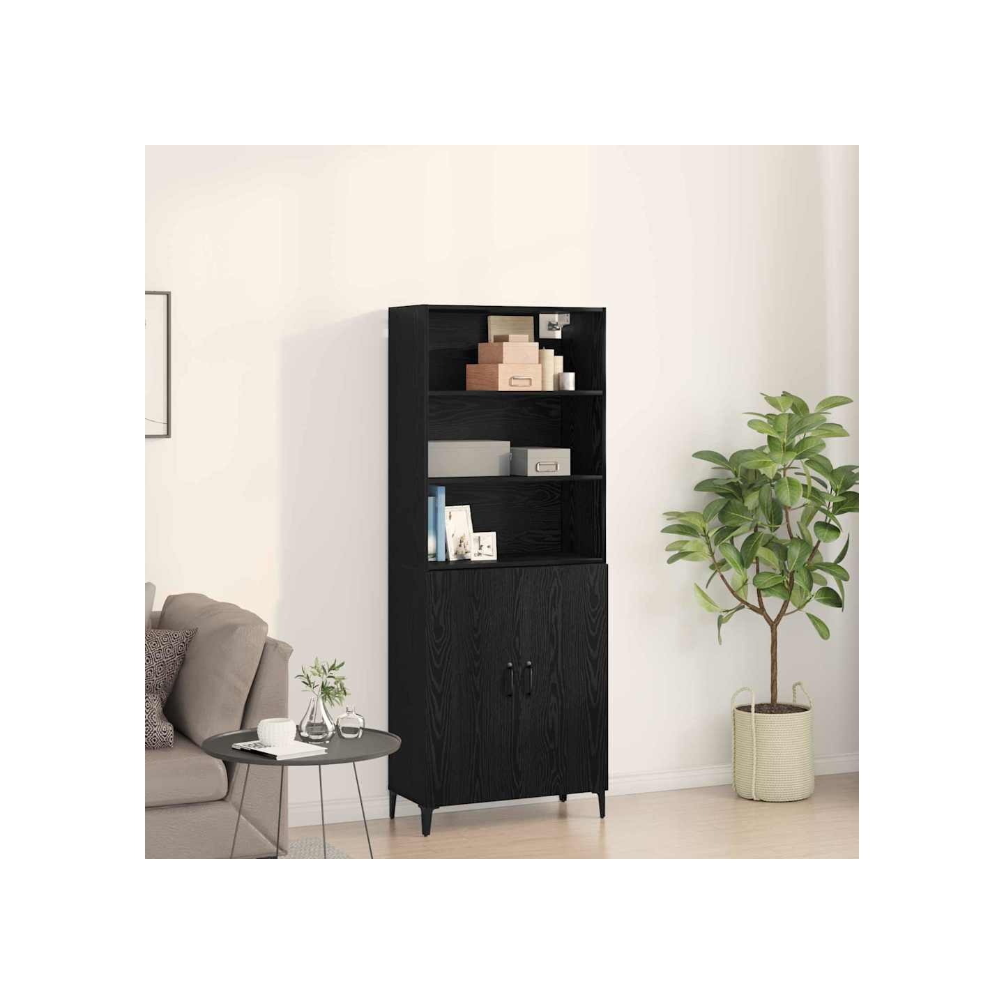 Haut Armoire Chêne noir 69,5 x 32,5 x 180 cm Bois d'ingénierie