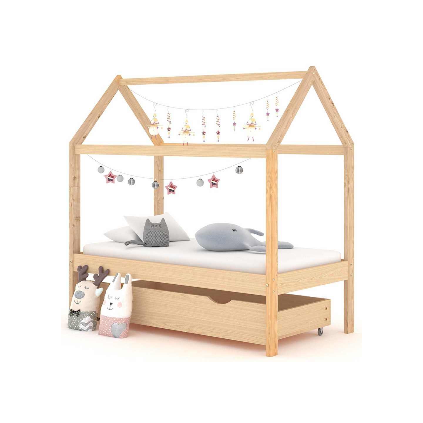 Cadre de lit d'enfant avec tiroir Bois de pin massif 70x140 cm