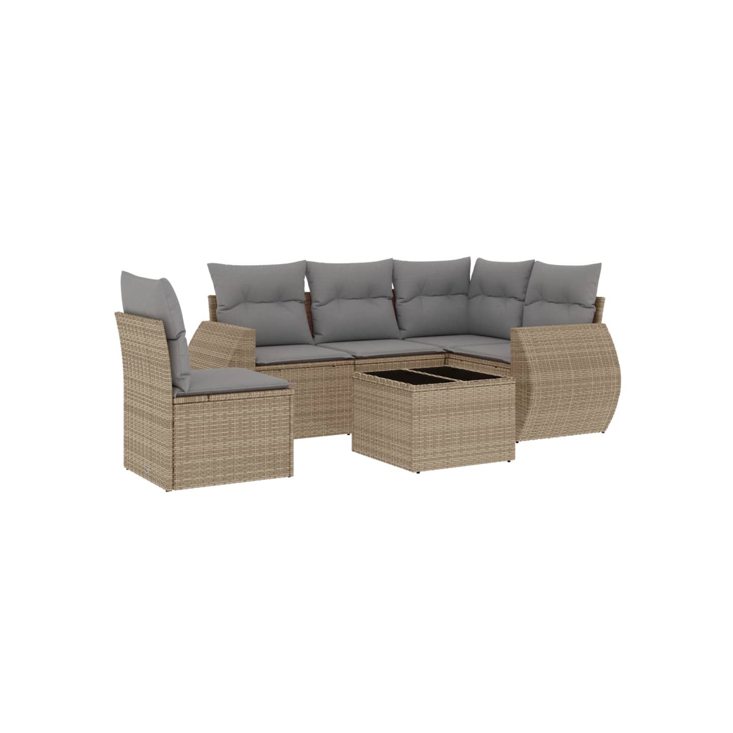 Salon de jardin avec coussins 6 pcs beige résine tressée