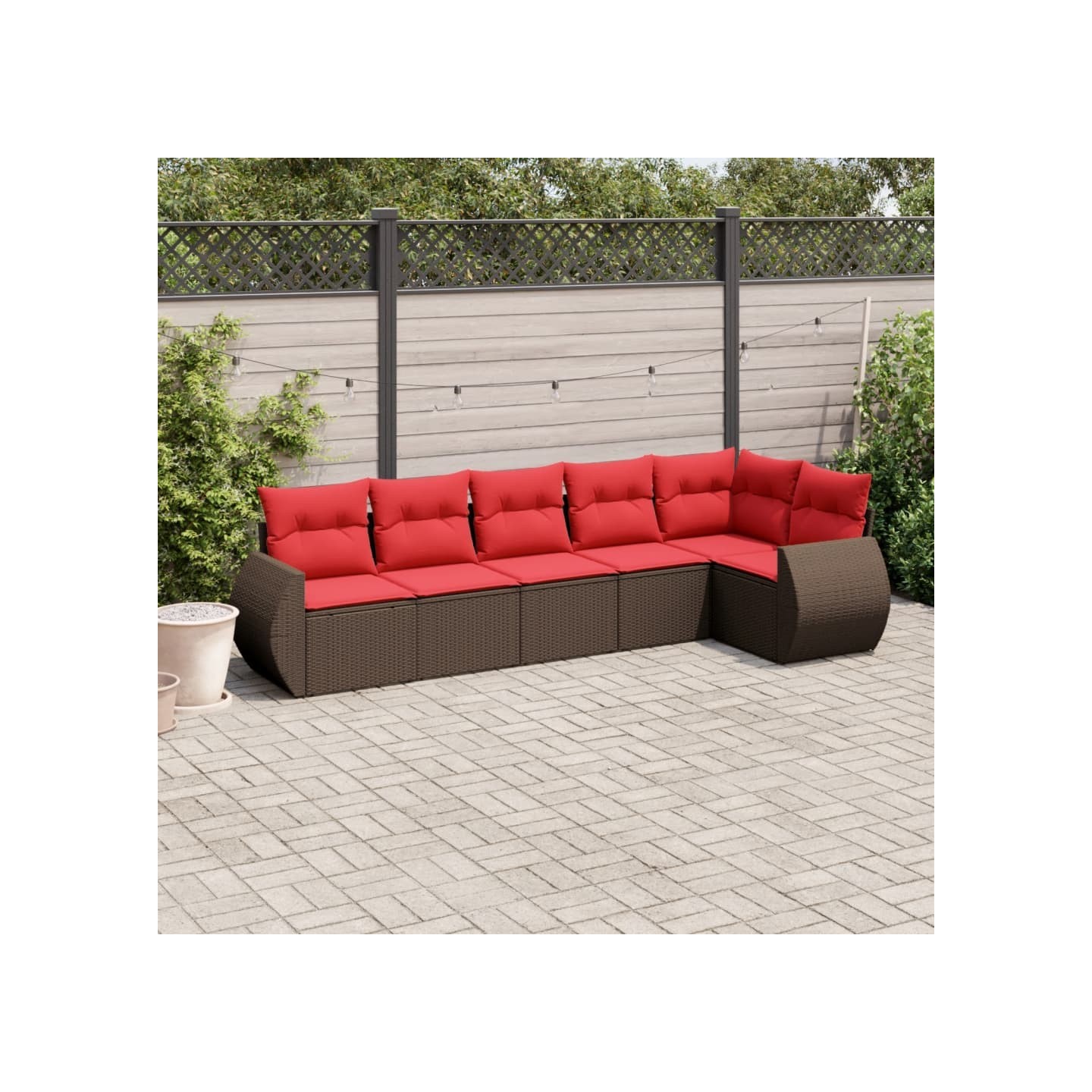 Ensemble de canapé de jardin 6 pcs avec coussins marron