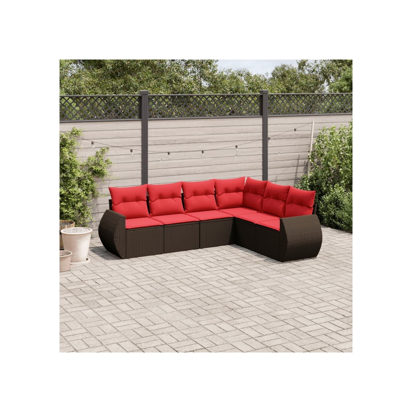 Ensemble de canapé de jardin 6 pcs avec coussins marron