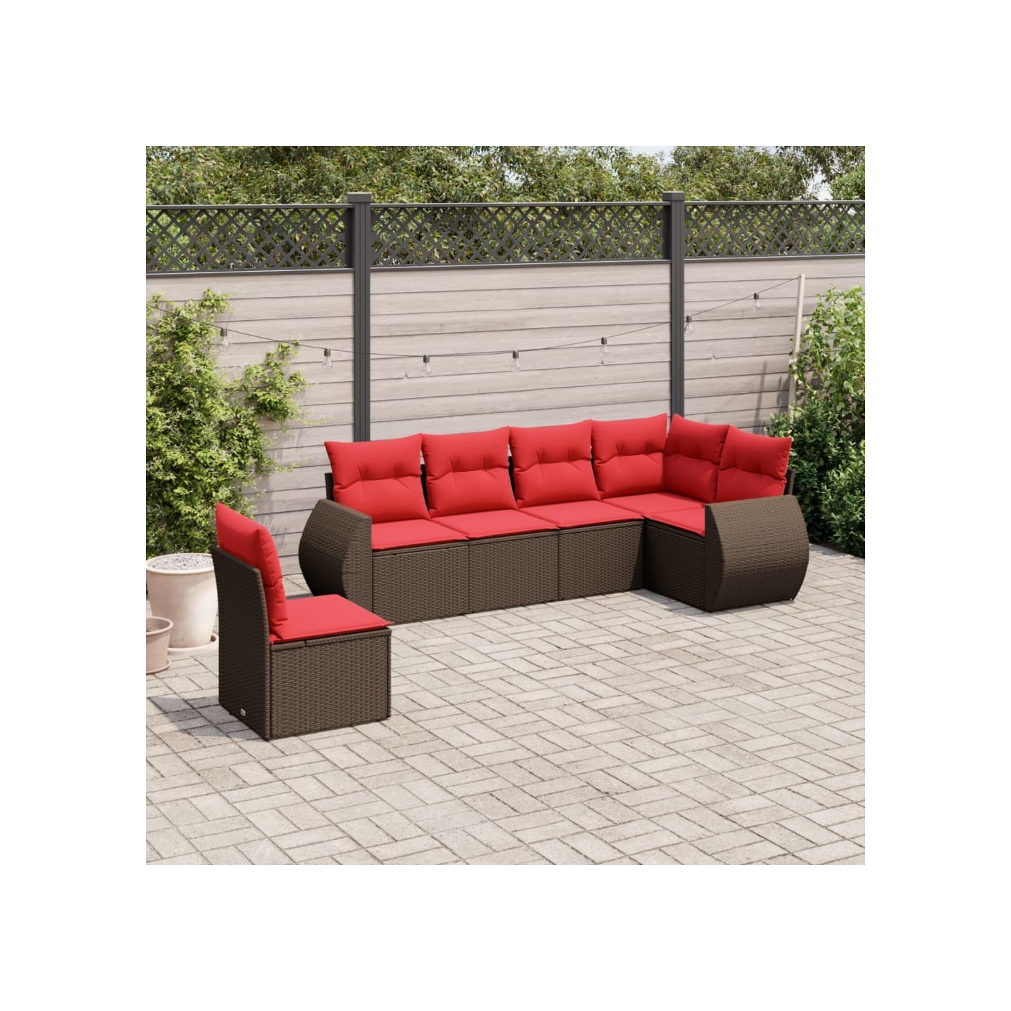 Ensemble de canapé de jardin 6 pcs avec coussins marron