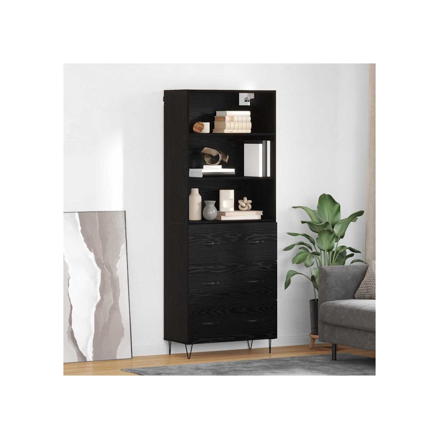 Haut Armoire 2 pc Chêne noir 69,5 x 34 x 180 cm
