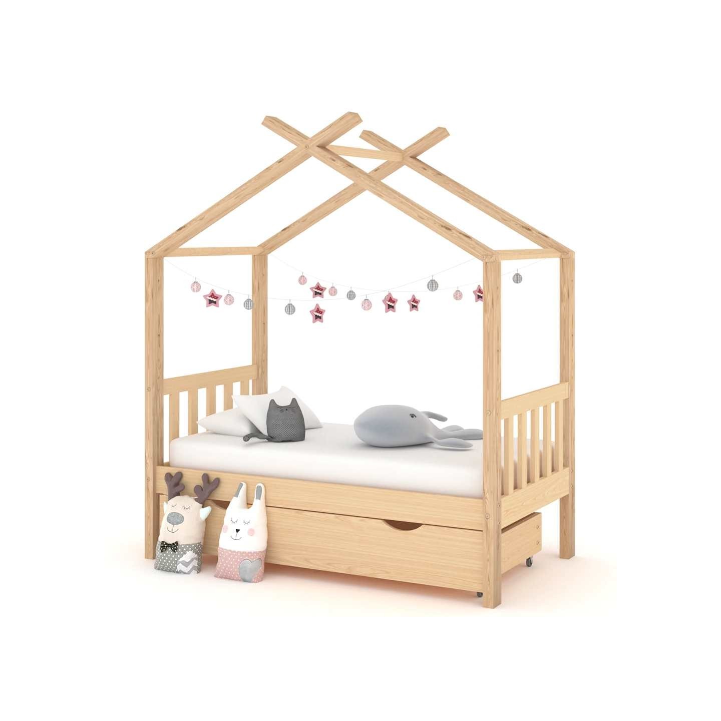 Cadre de lit d'enfant avec tiroir bois de pin massif 70x140 cm