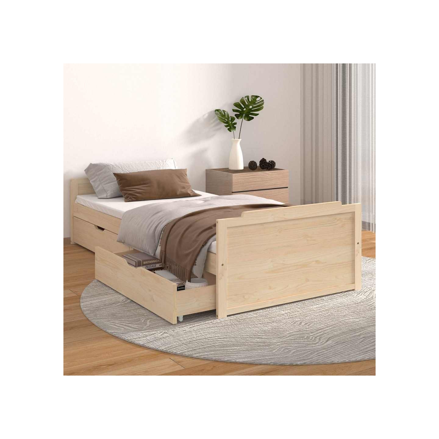 Cadre de lit sans matelas bois de pin massif 90x200 cm