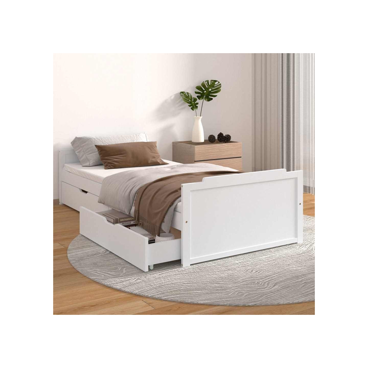 Cadre de lit sans matelas blanc bois de pin massif 90x200 cm