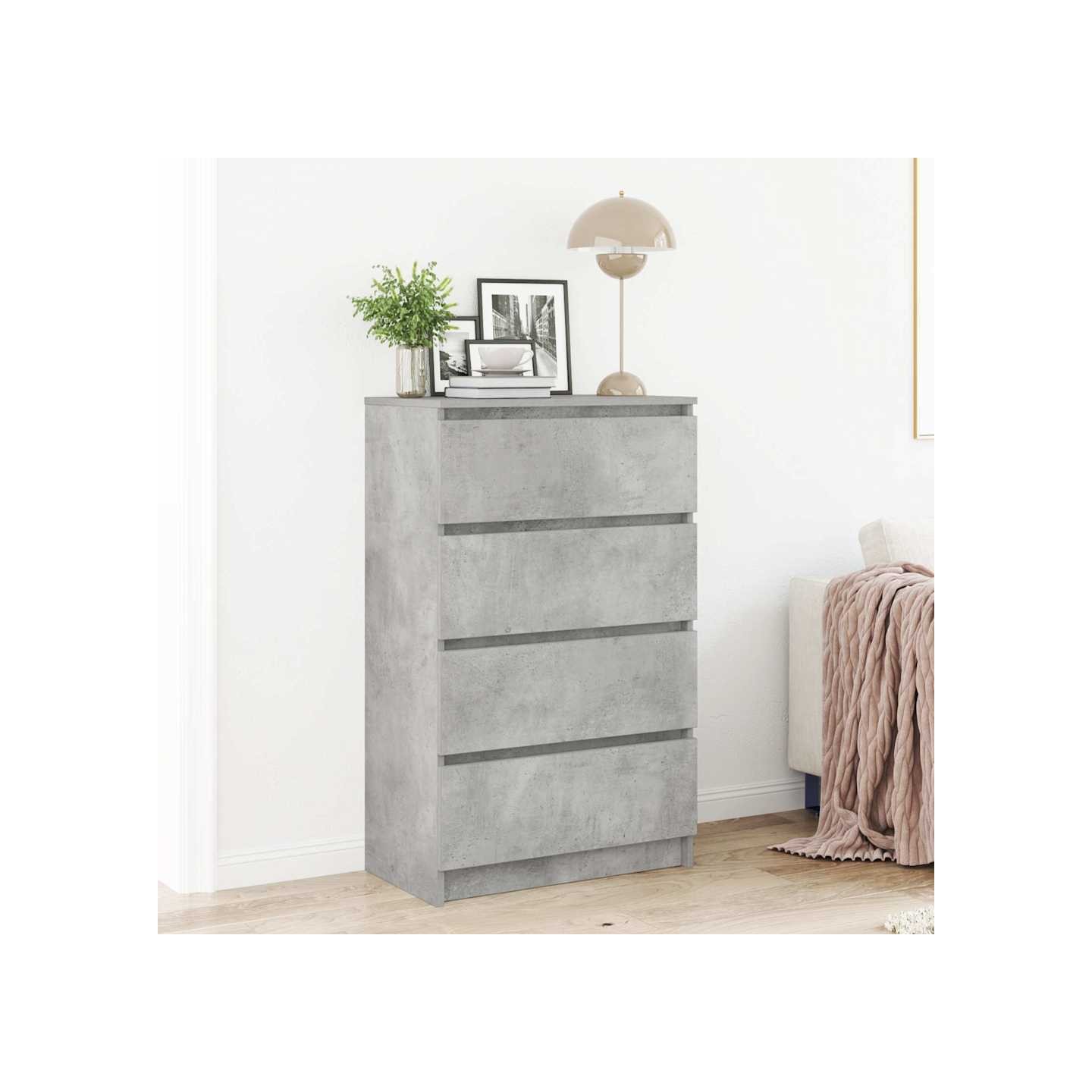 Buffet Gris béton 60x35x98,5 cm Bois d'ingénierie