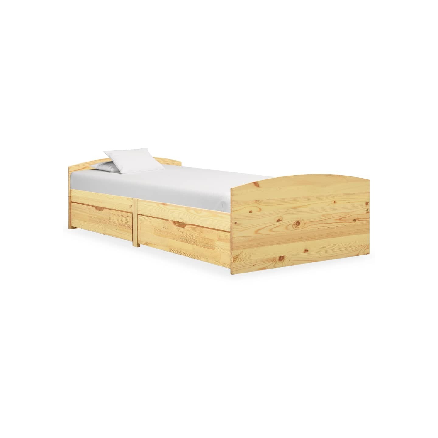 Cadre de lit avec 2 tiroirs bois de pin massif 90x200 cm