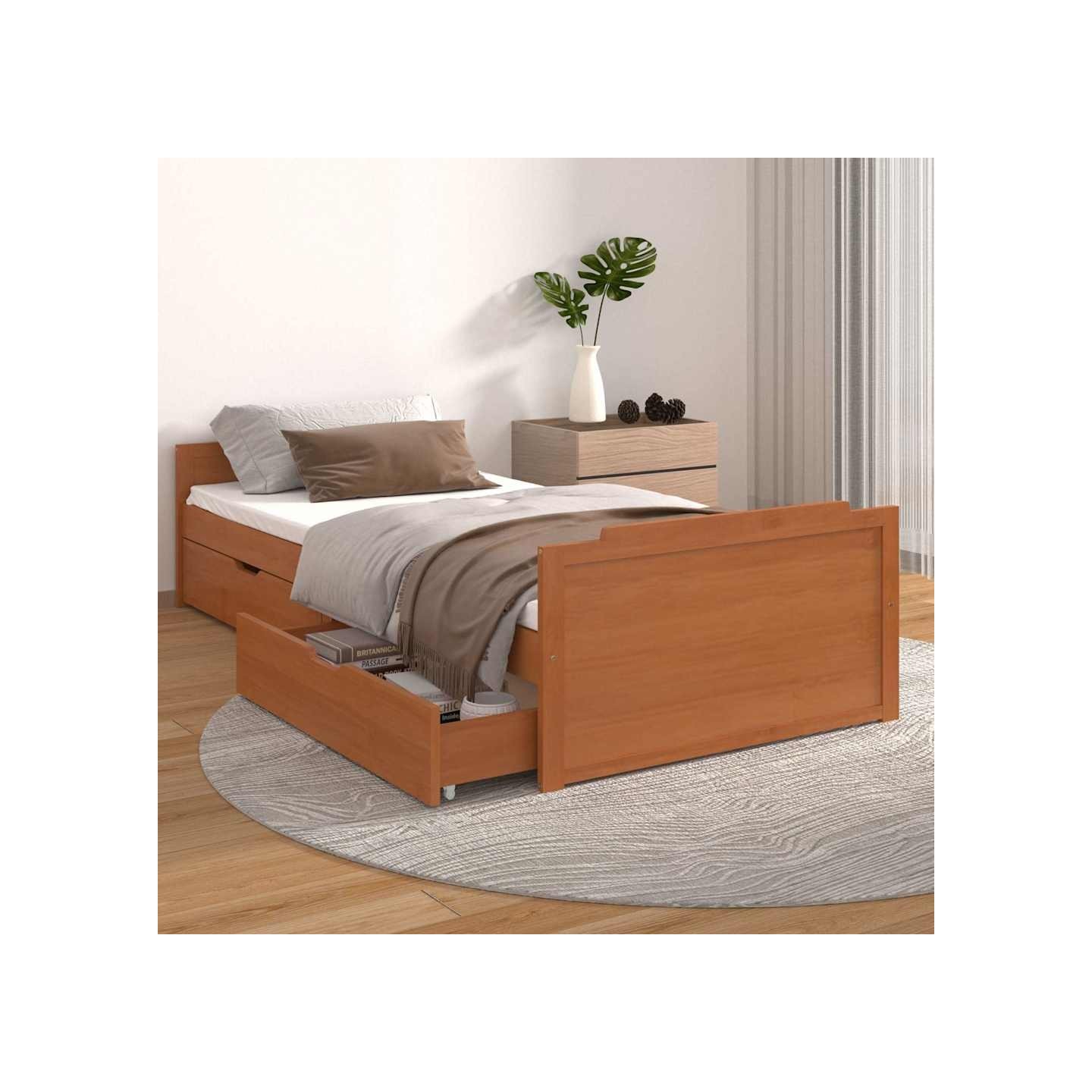Cadre de lit sans matelas Marron miel Bois pin massif 90x200 cm