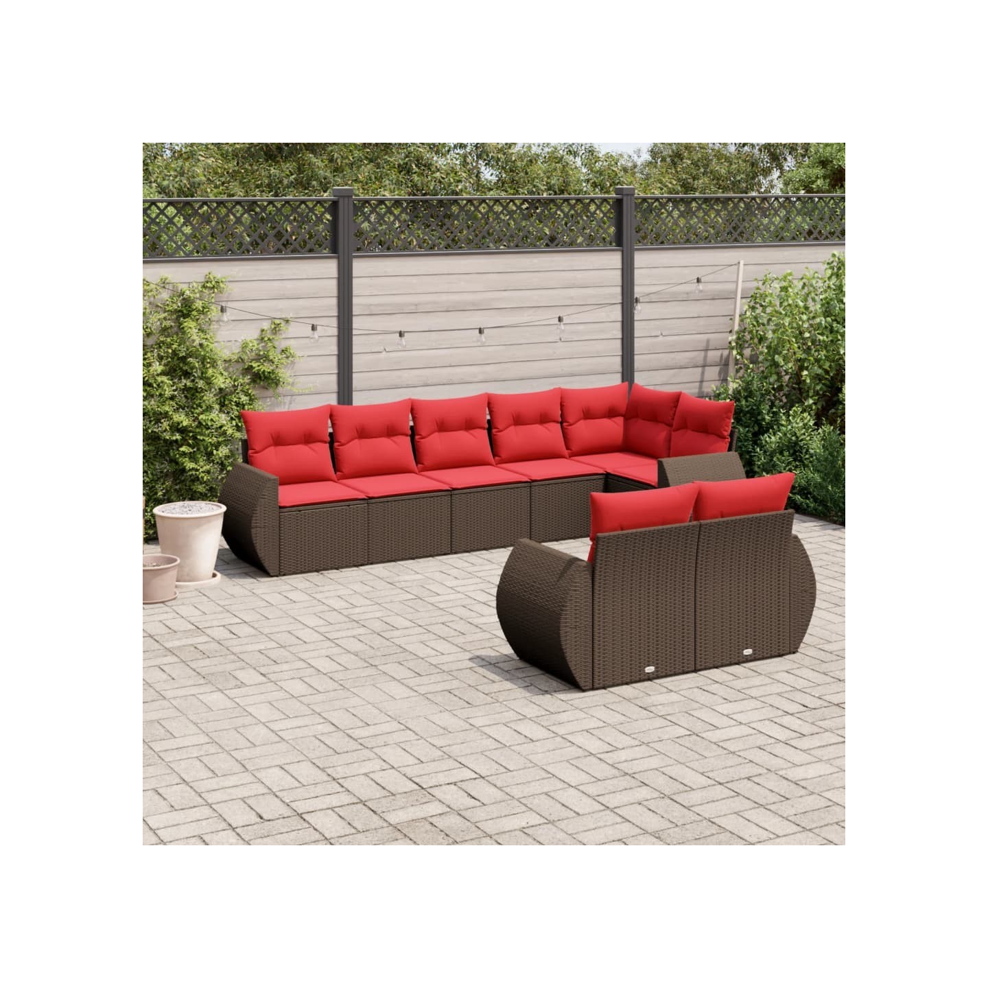 Ensemble de canapé de jardin 8 pcs avec coussins marron