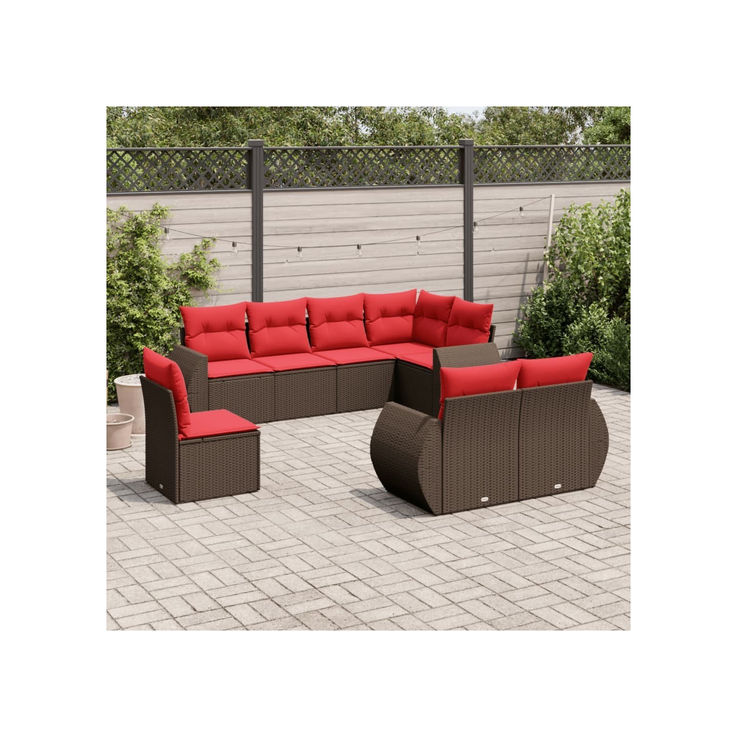 Ensemble de canapé de jardin 8 pcs avec coussins marron