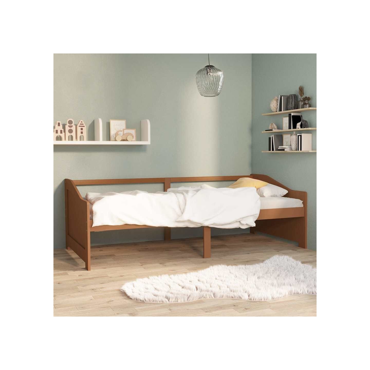 Lit de repos 3 places sans matelas Marron miel 90x200 cm