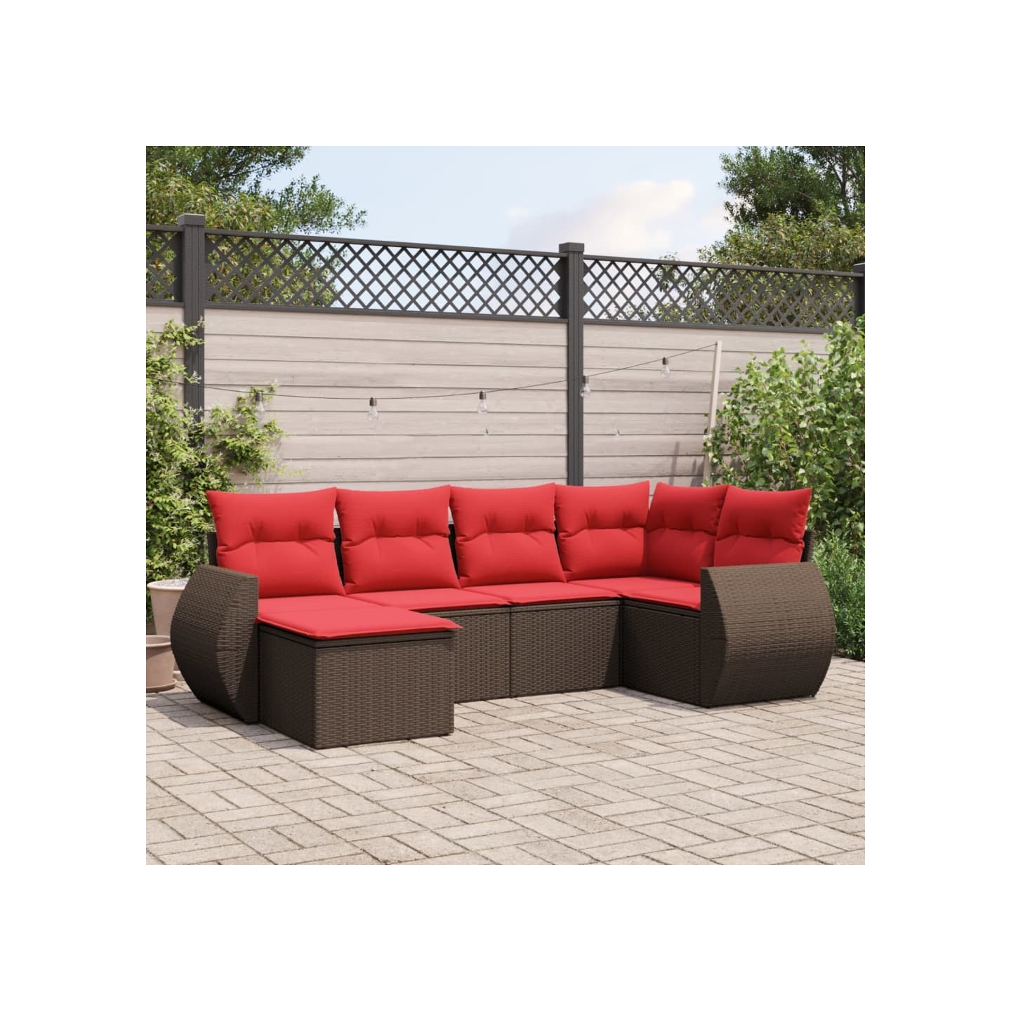 Ensemble de canapé de jardin 6 pcs avec coussins marron