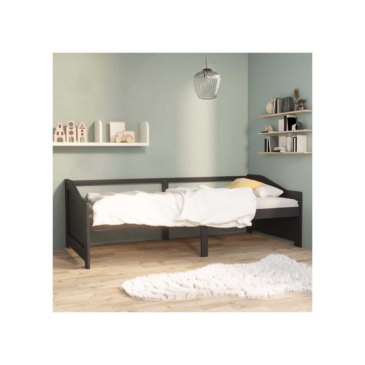 Lit de repos 3 places sans matelas Gris foncé 90x200 cm