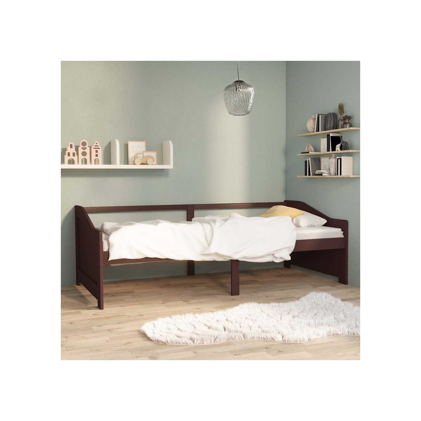 Lit de repos 3 places sans matelas Marron foncé 90x200 cm